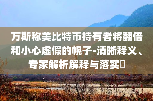 萬斯稱美比特幣持有者將翻倍和小心虛假的幌子-清晰釋義、專家解析解釋與落實?