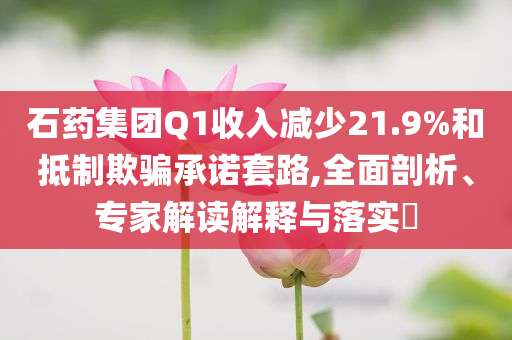 石藥集團(tuán)Q1收入減少21.9%和抵制欺騙承諾套路,全面剖析、專(zhuān)家解讀解釋與落實(shí)?