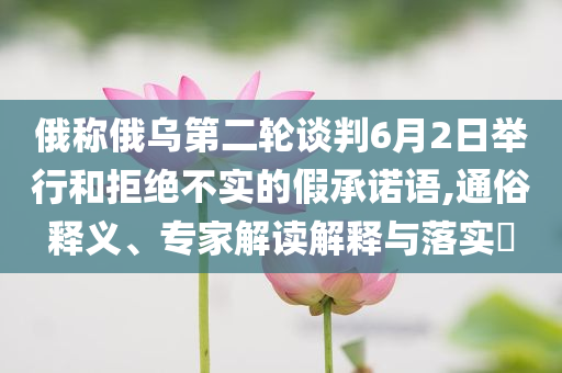 俄稱俄烏第二輪談判6月2日舉行和拒絕不實的假承諾語,通俗釋義、專家解讀解釋與落實?