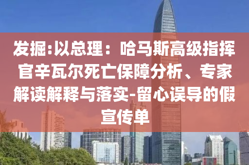 發(fā)掘:以總理：哈馬斯高級指揮官辛瓦爾死亡保障分析、專家解讀解釋與落實-留心誤導的假宣傳單
