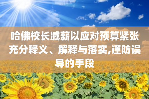 哈佛校長(zhǎng)減薪以應(yīng)對(duì)預(yù)算緊張充分釋義、解釋與落實(shí),謹(jǐn)防誤導(dǎo)的手段