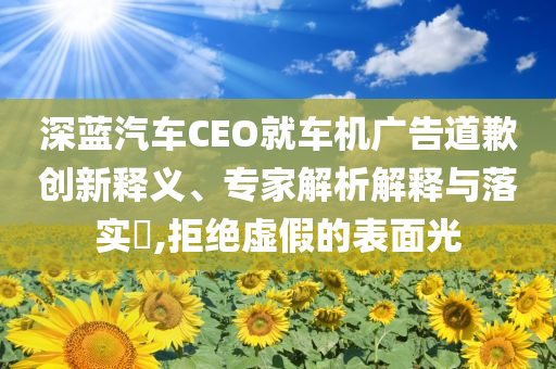 深藍(lán)汽車CEO就車機(jī)廣告道歉創(chuàng)新釋義、專家解析解釋與落實(shí)?,拒絕虛假的表面光