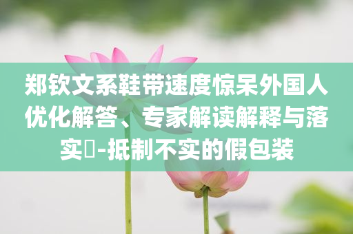 鄭欽文系鞋帶速度驚呆外國人優(yōu)化解答、專家解讀解釋與落實?-抵制不實的假包裝