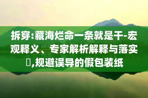 拆穿:藏海爛命一條就是干-宏觀釋義、專家解析解釋與落實?,規(guī)避誤導的假包裝紙