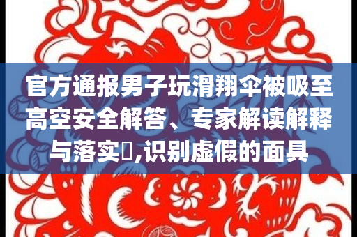 官方通報男子玩滑翔傘被吸至高空安全解答、專家解讀解釋與落實?,識別虛假的面具