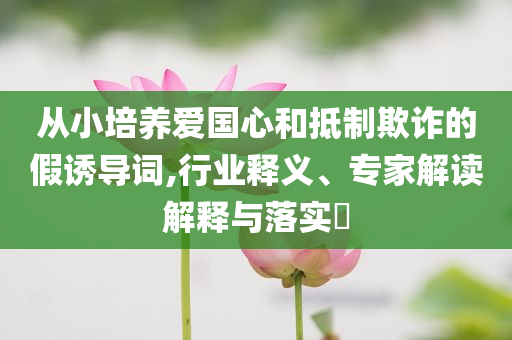從小培養(yǎng)愛國心和抵制欺詐的假誘導(dǎo)詞,行業(yè)釋義、專家解讀解釋與落實?
