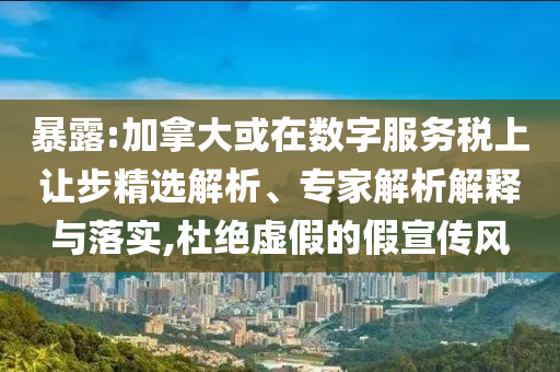 暴露:加拿大或在數(shù)字服務(wù)稅上讓步精選解析、專家解析解釋與落實,杜絕虛假的假宣傳風(fēng)