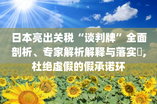 日本亮出關(guān)稅“談判牌”全面剖析、專家解析解釋與落實?,杜絕虛假的假承諾環(huán)