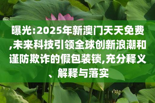 曝光:2025年新澳門天天免費(fèi),未來科技引領(lǐng)全球創(chuàng)新浪潮和謹(jǐn)防欺詐的假包裝鎖,充分釋義、解釋與落實(shí)