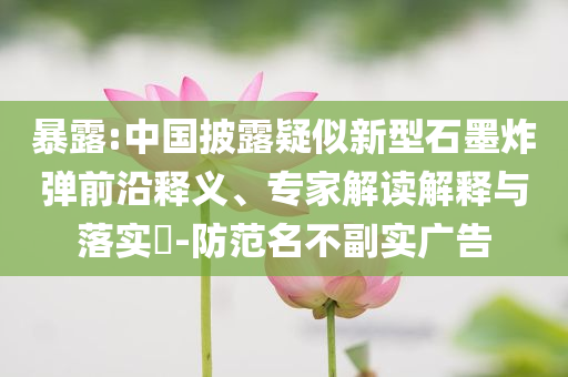 暴露:中國(guó)披露疑似新型石墨炸彈前沿釋義、專家解讀解釋與落實(shí)?-防范名不副實(shí)廣告