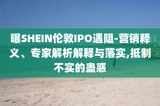 曝SHEIN倫敦IPO遇阻-營銷釋義、專家解析解釋與落實,抵制不實的蠱惑