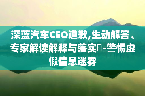 深藍汽車CEO道歉,生動解答、專家解讀解釋與落實?-警惕虛假信息迷霧