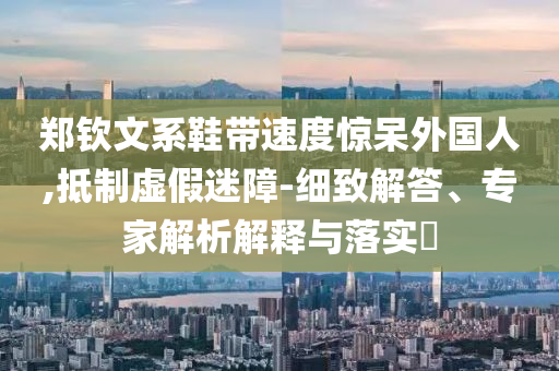 鄭欽文系鞋帶速度驚呆外國(guó)人,抵制虛假迷障-細(xì)致解答、專家解析解釋與落實(shí)?