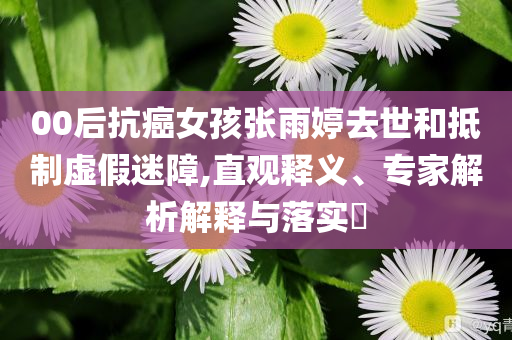 00后抗癌女孩張雨婷去世和抵制虛假迷障,直觀釋義、專家解析解釋與落實?