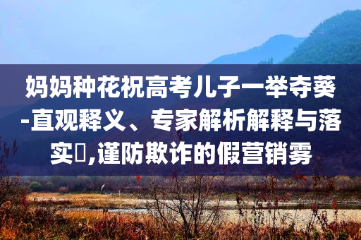 媽媽種花祝高考兒子一舉奪葵-直觀釋義、專家解析解釋與落實(shí)?,謹(jǐn)防欺詐的假營銷霧