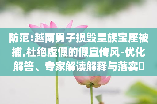 防范:越南男子損毀皇族寶座被捕,杜絕虛假的假宣傳風(fēng)-優(yōu)化解答、專家解讀解釋與落實(shí)?