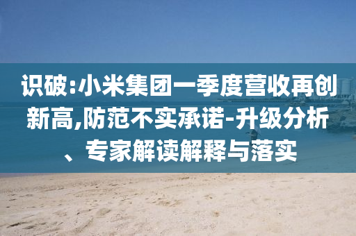 識破:小米集團一季度營收再創(chuàng)新高,防范不實承諾-升級分析、專家解讀解釋與落實