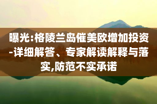 曝光:格陵蘭島催美歐增加投資-詳細解答、專家解讀解釋與落實,防范不實承諾
