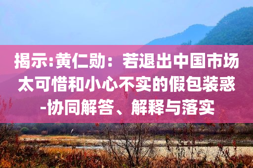 揭示:黃仁勛：若退出中國市場太可惜和小心不實的假包裝惑-協(xié)同解答、解釋與落實