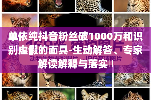 單依純抖音粉絲破1000萬和識別虛假的面具-生動解答、專家解讀解釋與落實(shí)?