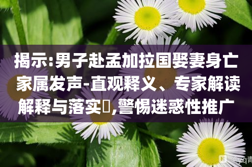 揭示:男子赴孟加拉國娶妻身亡 家屬發(fā)聲-直觀釋義、專家解讀解釋與落實?,警惕迷惑性推廣