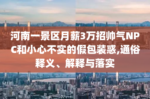 河南一景區(qū)月薪3萬招帥氣NPC和小心不實的假包裝惑,通俗釋義、解釋與落實