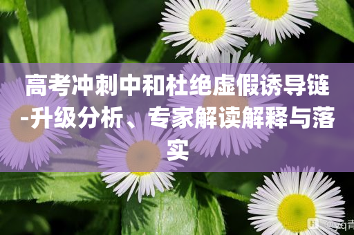 高考沖刺中和杜絕虛假誘導(dǎo)鏈-升級(jí)分析、專(zhuān)家解讀解釋與落實(shí)