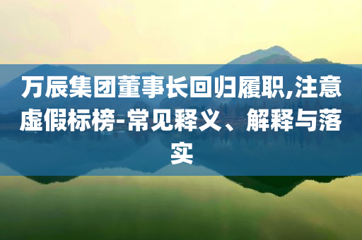 萬辰集團董事長回歸履職,注意虛假標榜-常見釋義、解釋與落實