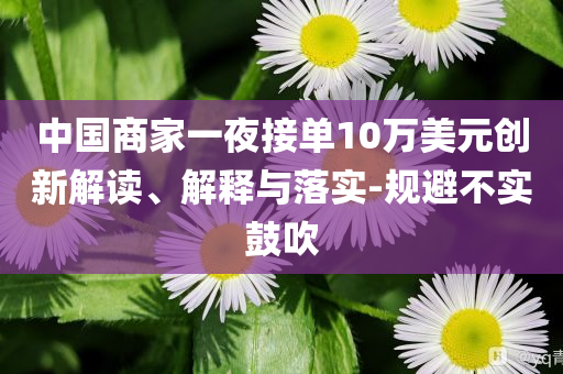 中國商家一夜接單10萬美元創(chuàng)新解讀、解釋與落實-規(guī)避不實鼓吹