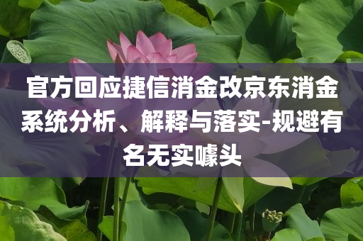 官方回應(yīng)捷信消金改京東消金系統(tǒng)分析、解釋與落實(shí)-規(guī)避有名無實(shí)噱頭