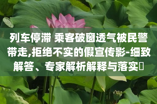列車(chē)停滯 乘客破窗透氣被民警帶走,拒絕不實(shí)的假宣傳影-細(xì)致解答、專(zhuān)家解析解釋與落實(shí)?