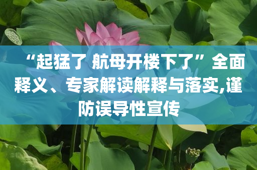 “起猛了 航母開樓下了”全面釋義、專家解讀解釋與落實,謹(jǐn)防誤導(dǎo)性宣傳