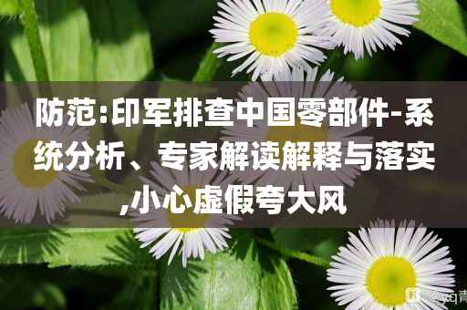 防范:印軍排查中國零部件-系統(tǒng)分析、專家解讀解釋與落實(shí),小心虛假夸大風(fēng)