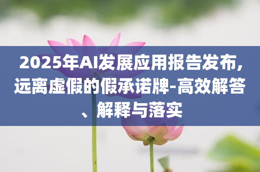 2025年AI發(fā)展應用報告發(fā)布,遠離虛假的假承諾牌-高效解答、解釋與落實