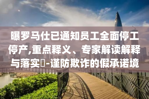 曝羅馬仕已通知員工全面停工停產(chǎn),重點(diǎn)釋義、專家解讀解釋與落實(shí)?-謹(jǐn)防欺詐的假承諾境