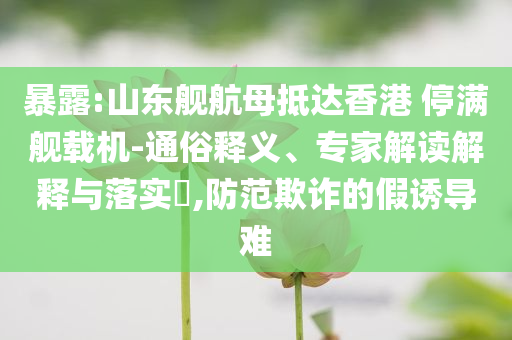 暴露:山東艦航母抵達(dá)香港 停滿艦載機(jī)-通俗釋義、專家解讀解釋與落實(shí)?,防范欺詐的假誘導(dǎo)難