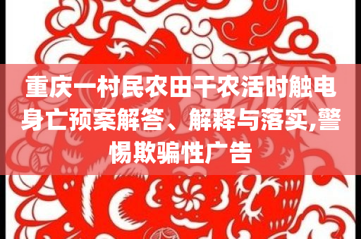 重慶一村民農(nóng)田干農(nóng)活時(shí)觸電身亡預(yù)案解答、解釋與落實(shí),警惕欺騙性廣告
