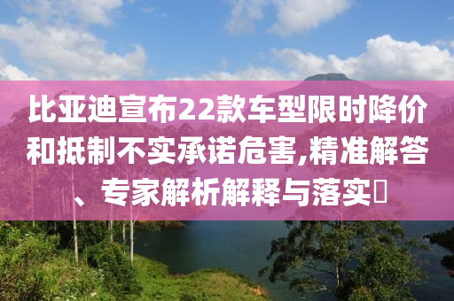 比亞迪宣布22款車型限時降價和抵制不實承諾危害,精準(zhǔn)解答、專家解析解釋與落實?