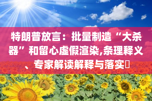 特朗普放言：批量制造“大殺器”和留心虛假渲染,條理釋義、專家解讀解釋與落實?