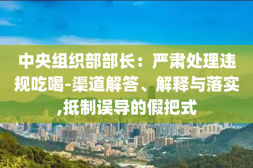 中央組織部部長：嚴(yán)肅處理違規(guī)吃喝-渠道解答、解釋與落實,抵制誤導(dǎo)的假把式