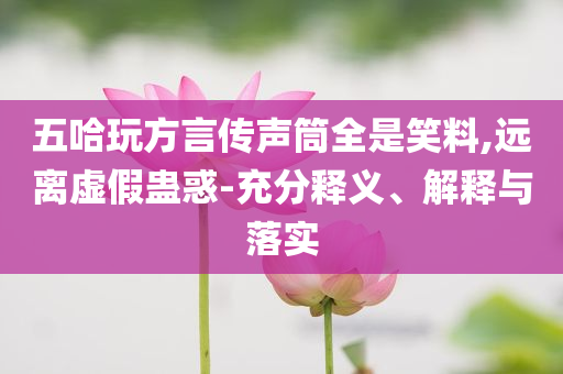 五哈玩方言傳聲筒全是笑料,遠(yuǎn)離虛假蠱惑-充分釋義、解釋與落實(shí)