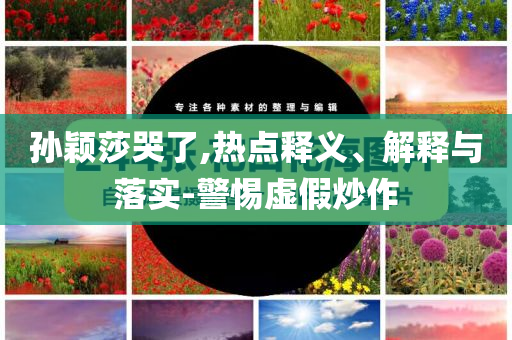 孫穎莎哭了,熱點(diǎn)釋義、解釋與落實(shí)-警惕虛假炒作