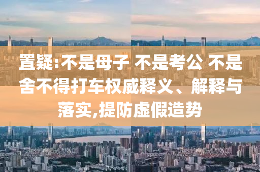 置疑:不是母子 不是考公 不是舍不得打車(chē)權(quán)威釋義、解釋與落實(shí),提防虛假造勢(shì)