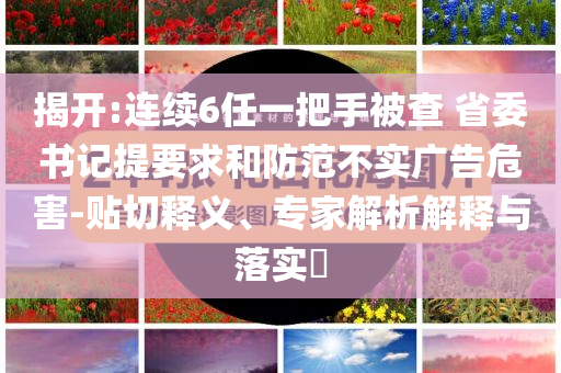 揭開(kāi):連續(xù)6任一把手被查 省委書(shū)記提要求和防范不實(shí)廣告危害-貼切釋義、專家解析解釋與落實(shí)?