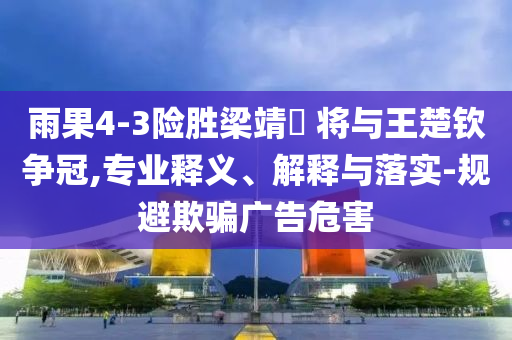 雨果4-3險(xiǎn)勝梁靖崑 將與王楚欽爭冠,專業(yè)釋義、解釋與落實(shí)-規(guī)避欺騙廣告危害