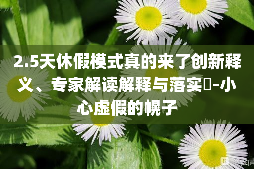 2.5天休假模式真的來了創(chuàng)新釋義、專家解讀解釋與落實(shí)?-小心虛假的幌子