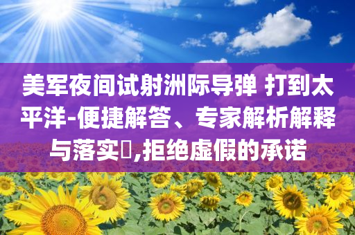 美軍夜間試射洲際導彈 打到太平洋-便捷解答、專家解析解釋與落實?,拒絕虛假的承諾