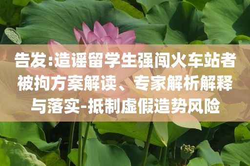 告發(fā):造謠留學生強闖火車站者被拘方案解讀、專家解析解釋與落實-抵制虛假造勢風險