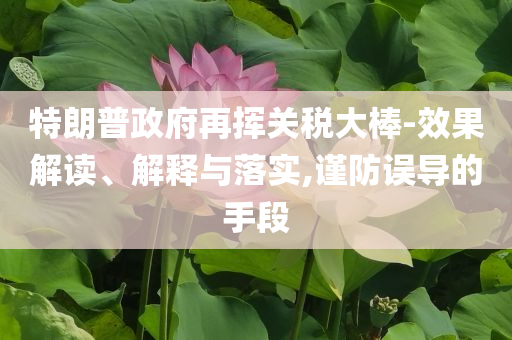 特朗普政府再揮關(guān)稅大棒-效果解讀、解釋與落實(shí),謹(jǐn)防誤導(dǎo)的手段