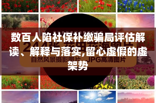 數(shù)百人陷社保補繳騙局評估解讀、解釋與落實,留心虛假的虛架勢